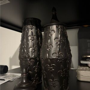 Fleur-de-Lis Decorative Metal Canisters – Set of 2